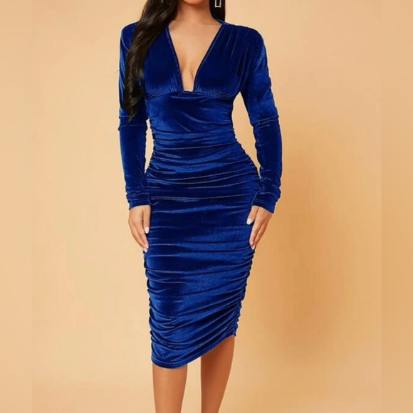 Blue Velvet Dress - Picture 1 of 4